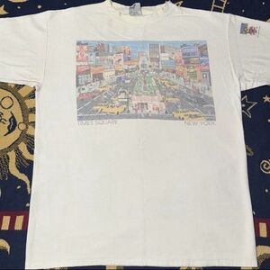 Vintage 90s Time Square New York Art T-Shirt Collection By Pat Singer Size Large